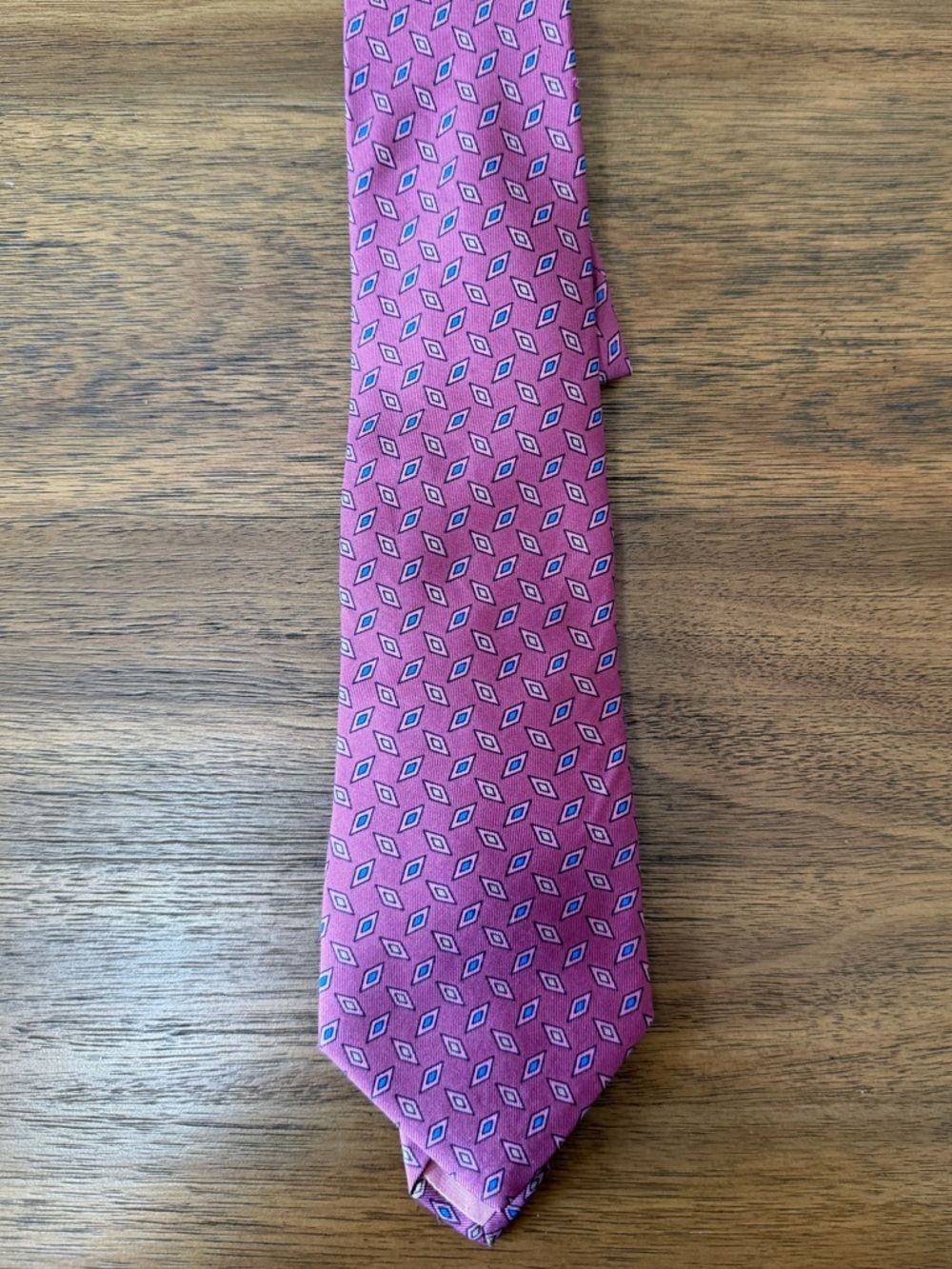Marshall Field & Co Pink Geometric Silk Tie Diamond Pattern Classic